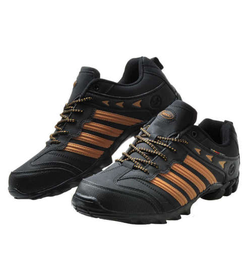 Sznurowane buty trekkingowe dla mężczyzn CZARNE /F2-1 6516 S592/
