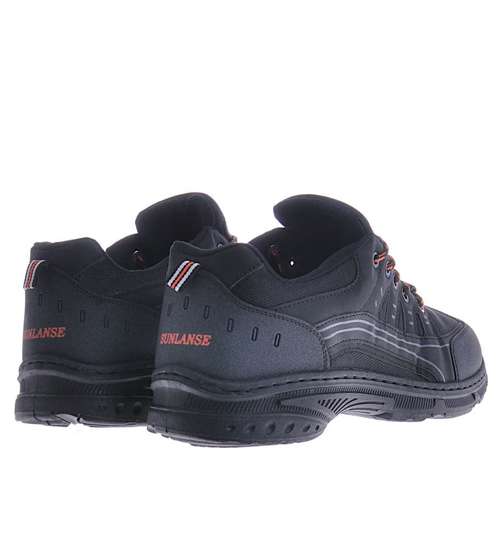 Sznurowane męskie buty trekkingowe Czarne /G7-1 10396 S491/