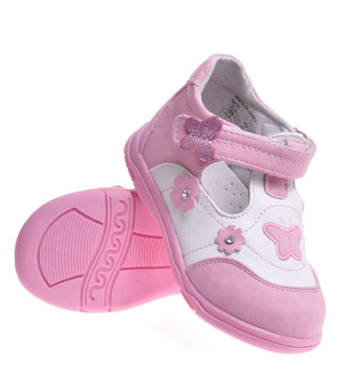Dziecięce różowe sandały na rzepy OST148