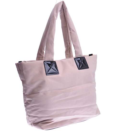 Duża torebka shopper bag na ramię Beżowa F/B /H2-K47 TB371 M493/