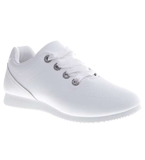 Białe sznurowane buty sportowe /A9-3 13101 S392/