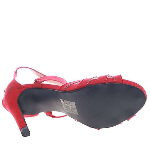 Czerwone sandały damskie na szpilce /F10-2 13407 T3/