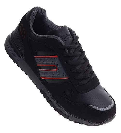 Czarne chłopięce sznurowane buty sportowe /D7-1 16702 T486/