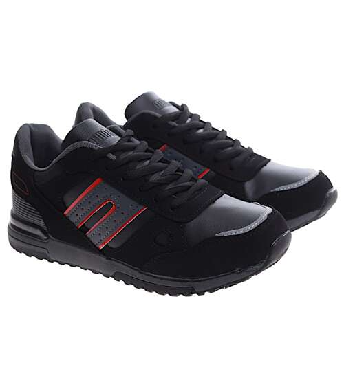 Czarne chłopięce sznurowane buty sportowe /D7-1 16702 T486/