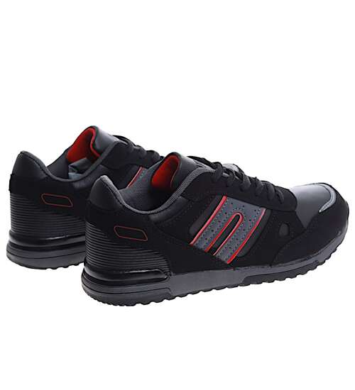 Czarne chłopięce sznurowane buty sportowe /D7-1 16702 T486/