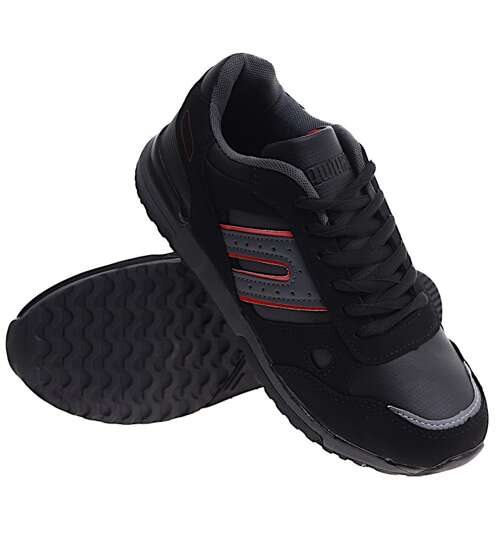 Czarne chłopięce sznurowane buty sportowe /D7-1 16702 T486/