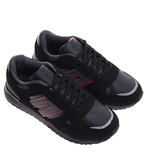 Czarne chłopięce sznurowane buty sportowe /D7-1 16702 T486/