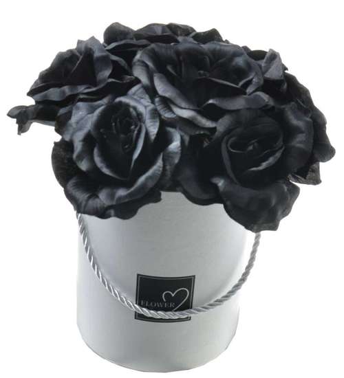 Flower box- kompozycja kwiatowa z czarnymi różami na prezent /FL9 S146/