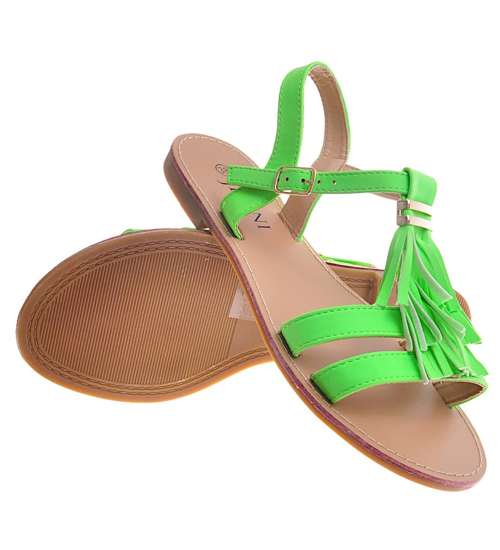 Zielone sandały w stylu boho /F9-2 12089 T219/