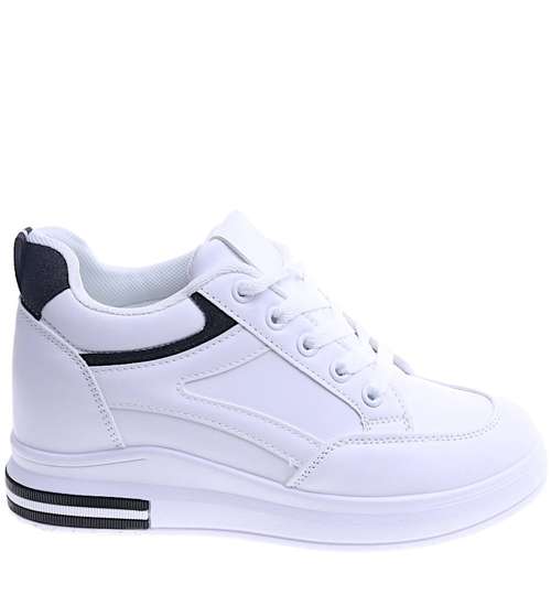 Białe trampki sneakersy na koturnie /G8-1 13962 T405/