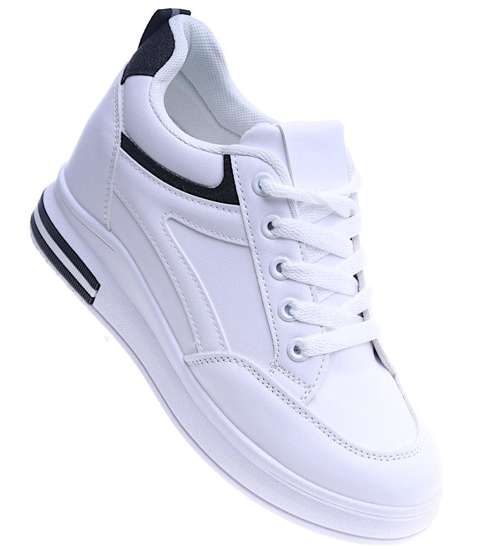 Białe trampki sneakersy na koturnie /G8-1 13962 T405/