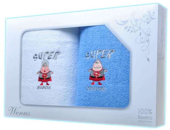 Prezent dla babci i dziadka- zestaw bawełnianych ręczników 70x140 /B3-2 BiD-52 S329/