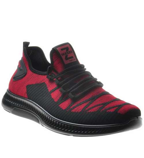 Czarno czerwone sportowe buty męskie /C2-2 9083 S311/