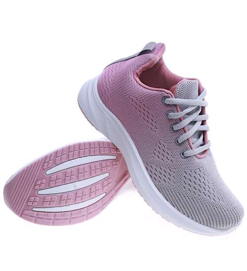 Damskie buty sportowe Grey Pink /A1-3 13972 T287/