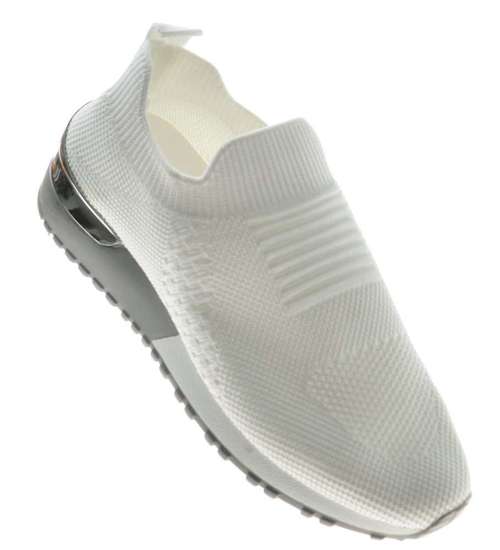 Wsuwane elastyczne buty sportowe Białe /D1-2 8372 S306/