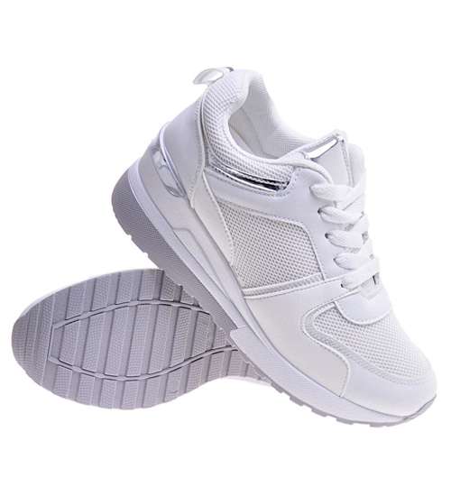 Białe trampki sneakersy na koturnie /A8-2 10731 S590/