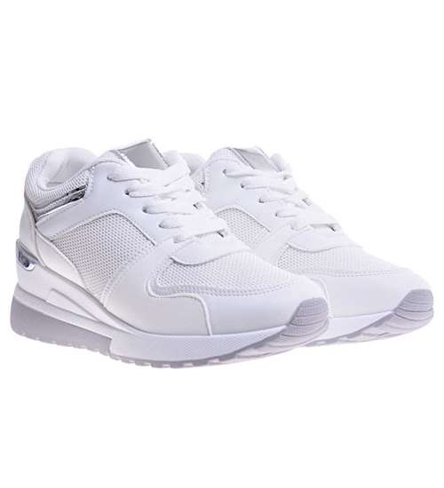 Białe trampki sneakersy na koturnie /A8-2 10731 S590/