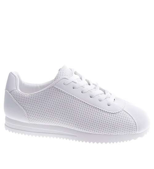 Wiązane białe buty sportowe /G7-2 13138 S391/