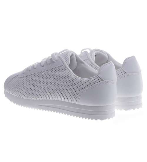 Wiązane białe buty sportowe /G7-2 13138 S391/