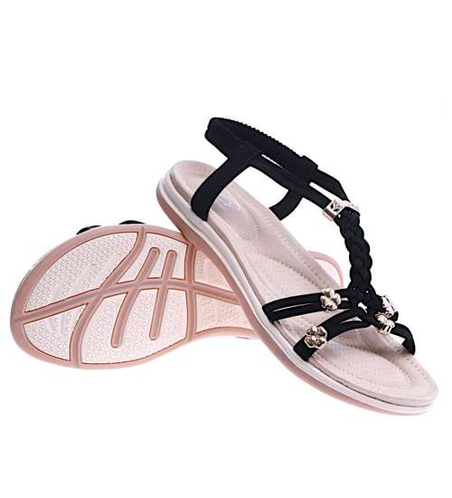 Plażowe czarne wsuwane sandały /A10-2 145+95 T397/