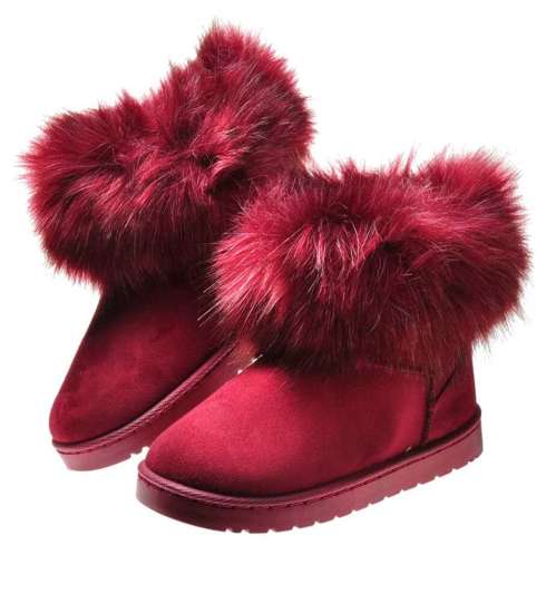 Zimowe buty dziecięce- bordowe kozaki śniegowce /G4-2 6807 S291/
