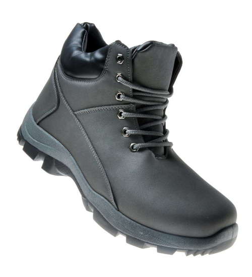 Szare buty trekkingowe z ociepleniem /X4-3 7041 S400/