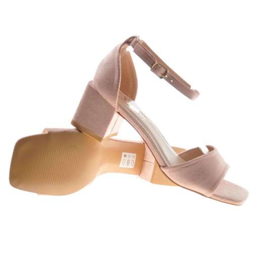 Klasyczne sandały na niskim obcasie Różowe /A6-3 7943 S400/