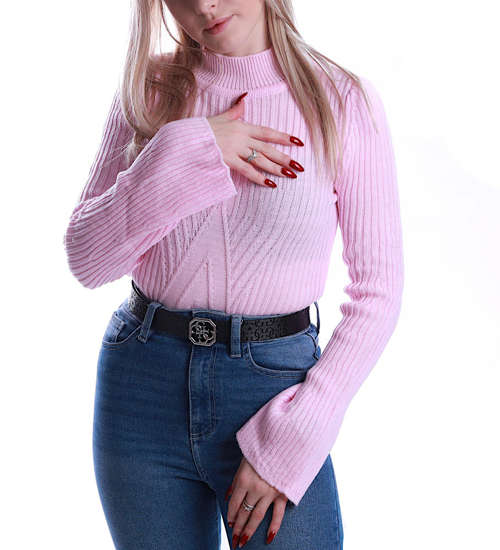 Śliczna różowa bluzka z szerokimi rękawami /E2-1 UB452 T?/