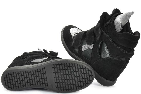 Czarne trampki sneakersy na koturnie /G1-1 1300 S323/