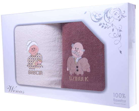 Prezent dla babci i dziadka- zestaw bawełnianych ręczników 70x140 /C3-2 BiD-76 S329/