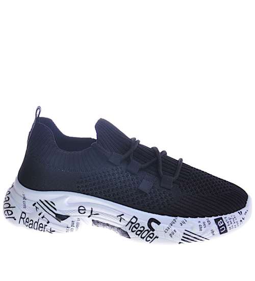 Wsuwane czarne buty sportowe /B7-3 11917 T192/