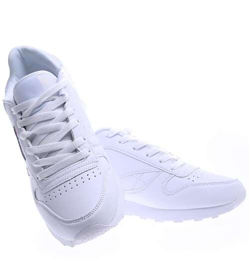 Sznurowane białe męskie buty sportowe /E7-1 15803 T584/