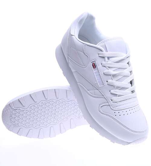 Sznurowane białe męskie buty sportowe /E7-1 15803 T584/
