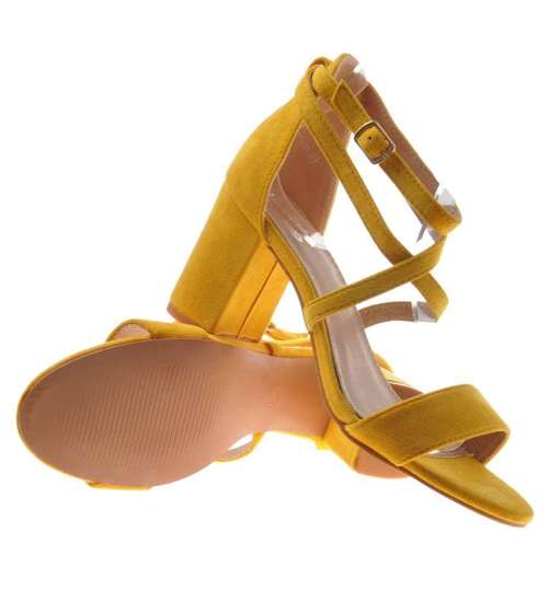 Żółte sandały na średnim obcasie /F7-3 9086 S195/