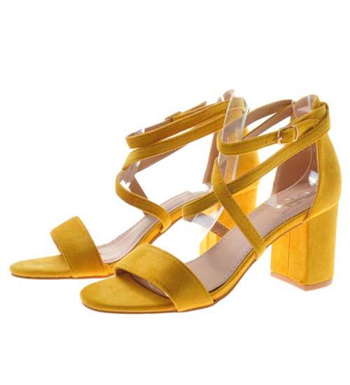 Żółte sandały na średnim obcasie /F7-3 9086 S195/