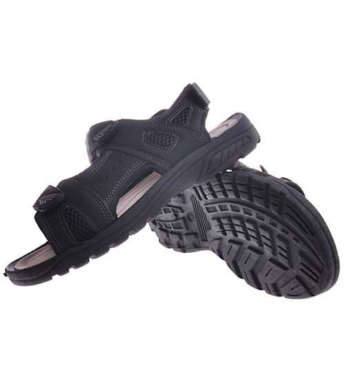 Męskie czarne buty sandały /C2-2 11815 T279/