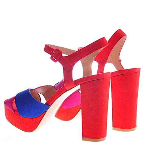 Czerwone damskie sandały na szpilce /A6-3 12222 T196/