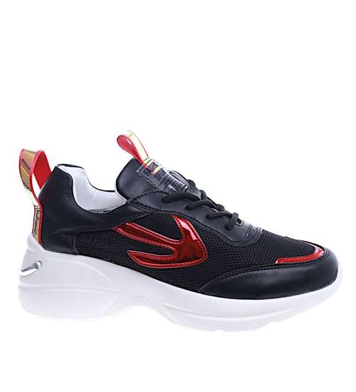 Czarne sznurowane buty sportowe /F9-2 14258 T291/