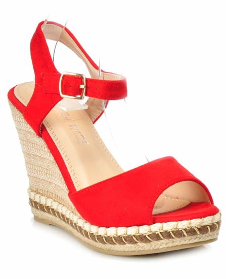 Czerwone sandały espadryle na koturnie i platformie /xxx 3079 S513/