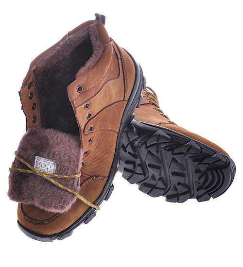 Brązowe męskie buty trekkingowe /F8-2 10373 S639/