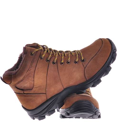 Brązowe męskie buty trekkingowe /F8-2 10373 S639/