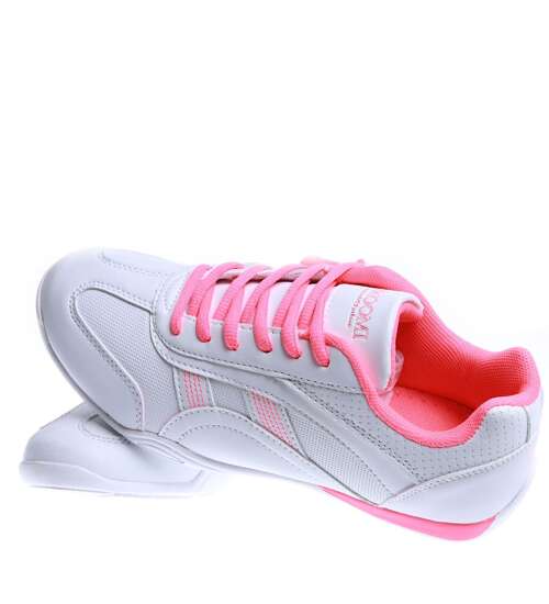 Biało różowe damskie buty sportowe /E5-3 14983 S341/