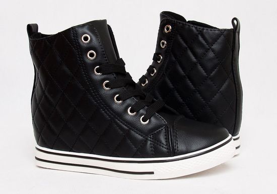 Pikowane trampki sneakersy /G12-3 Q158 Tx214/ Czarne