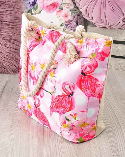 Płócienna torba na zakupy- różowe flamingi 3D /HT57 S196/