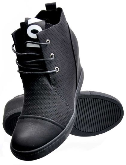 Czarne trampki sneakersy na koturnie z ażurową cholewką /D7-2 2308 S414/