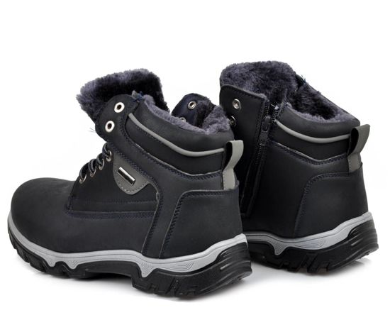 Granatowe buty trekkingowe z ociepleniem /A6-3 2637 S416/
