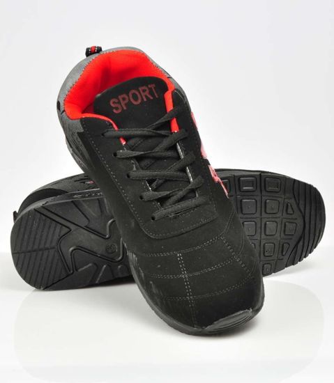 Zamszowe buty sportowe dla mężczyzn  BLACK/RED /G4-1 3008 S192/