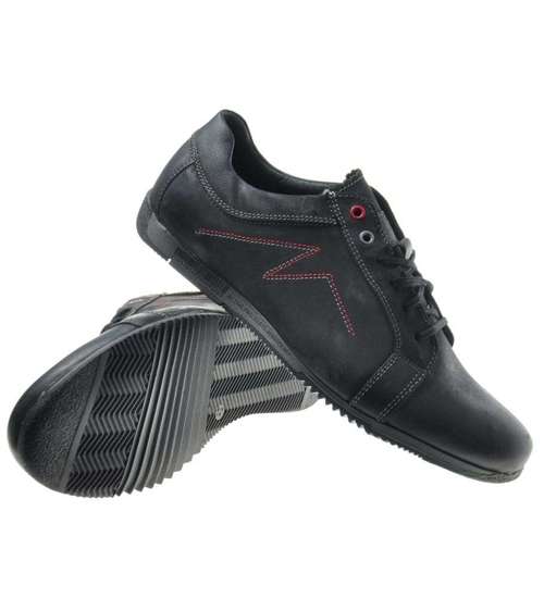 Wyprzedaż- Sznurowane męskie buty ze skóry naturalnej /X4-1 264 S600/