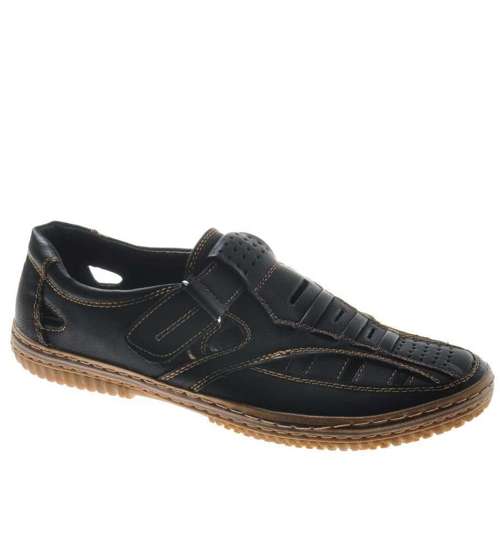 Czarne męskie sandały- buty na lato /G11-2 8735 S298/