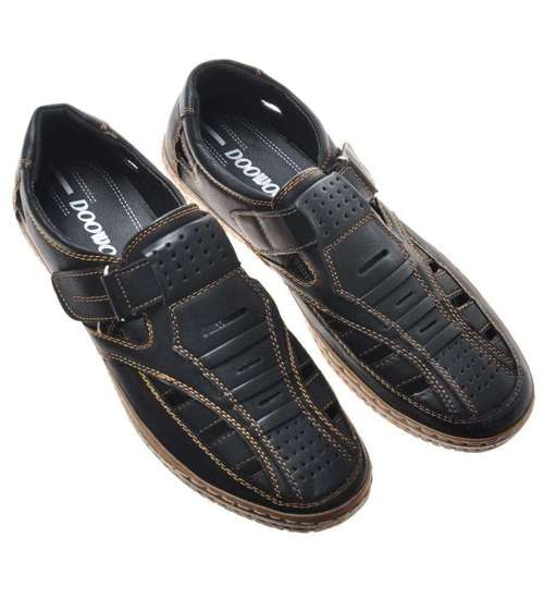 Czarne męskie sandały- buty na lato /G11-2 8735 S298/